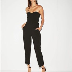 New Express black strapless jumpsuit. Great for Christmas and New Year’s Eve